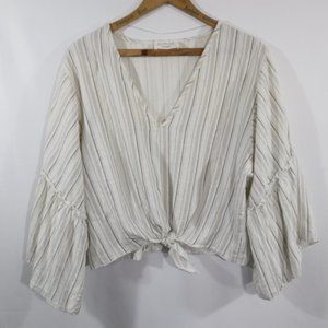 Lavender Field Tie Front Crop Top womens Size L